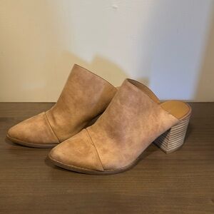 Tan wedge booties